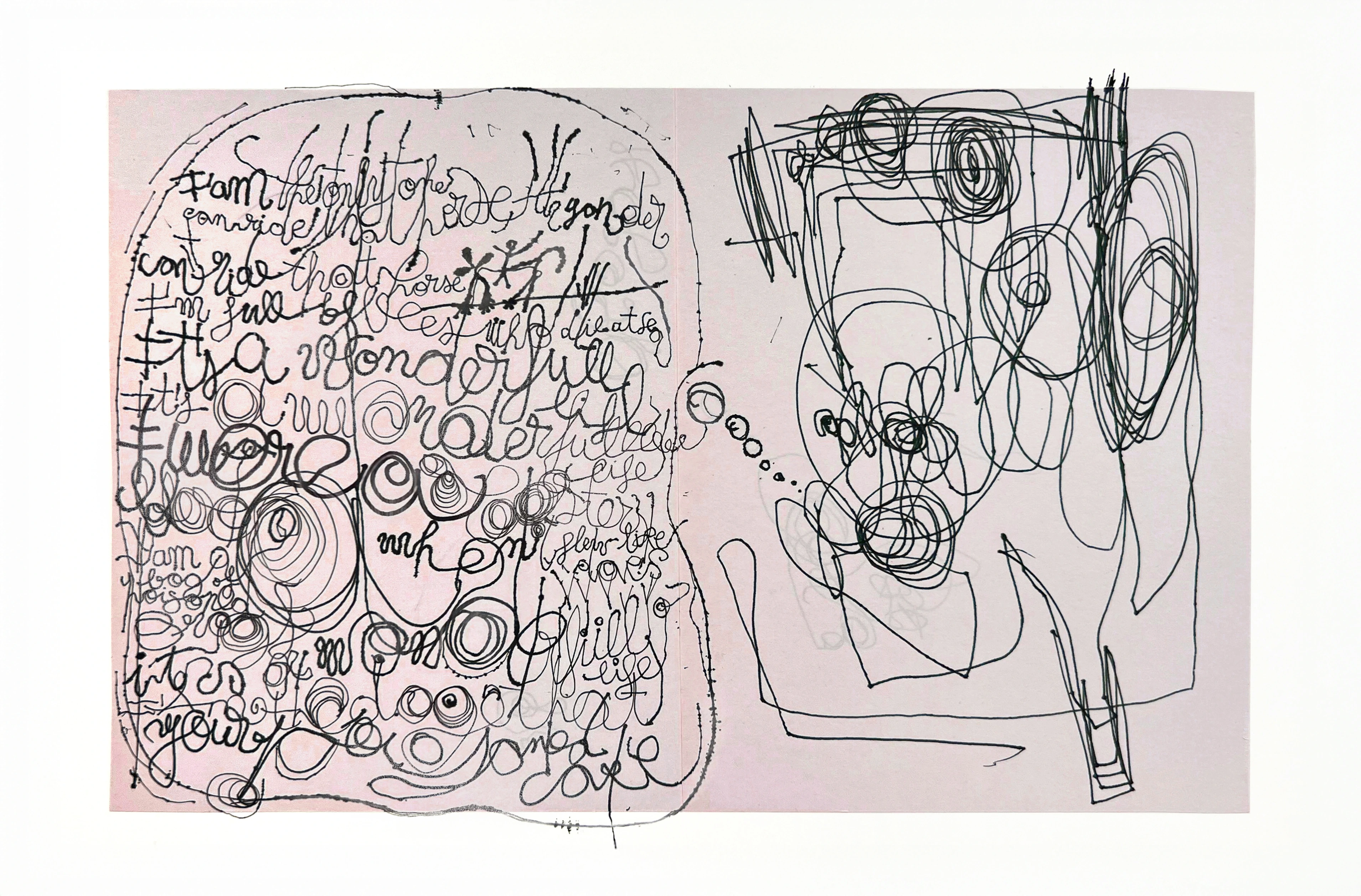 Dos núcleos de dibujo automático y escritura sobre una misma hoja